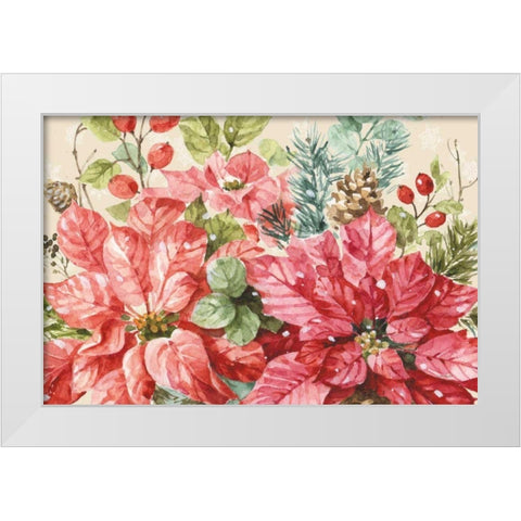 Our Christmas Story Poinsettias White Modern Wood Framed Art Print by Audit, Lisa