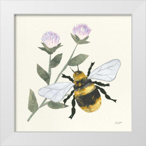 In the Garden Bee White Modern Wood Framed Art Print by Prahl, Courtney