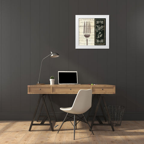 French Menu II White Modern Wood Framed Art Print by Pela Studio