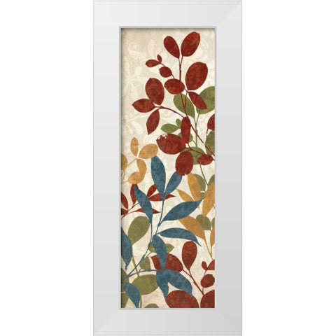 Leaves of Color I White Modern Wood Framed Art Print by Wild Apple Portfolio