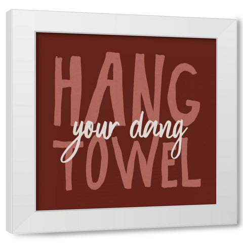 Bathroom Advice II Red White Modern Wood Framed Art Print by Wild Apple Portfolio