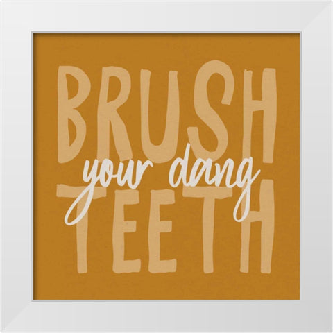 Bathroom Advice IV Yellow White Modern Wood Framed Art Print by Wild Apple Portfolio