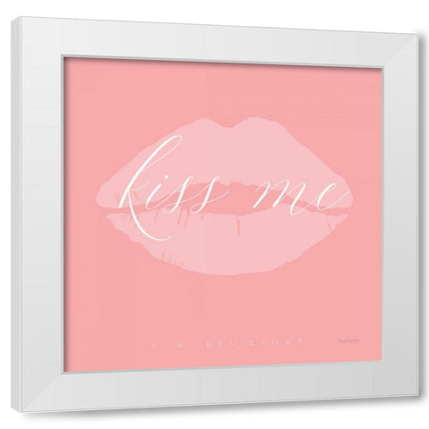Kiss Me White Modern Wood Framed Art Print by Charro, Mercedes Lopez