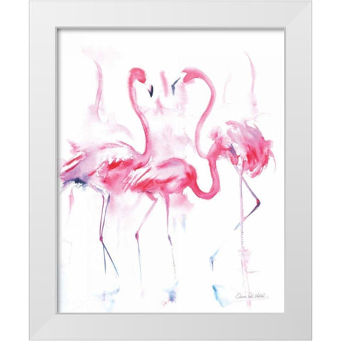 Flamingo Trio White Modern Wood Framed Art Print by Valle, Aimee Del