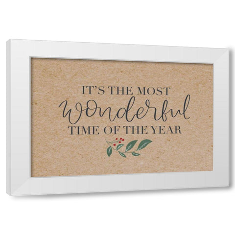 Neutral Christmas IV White Modern Wood Framed Art Print by Thorns, Becky