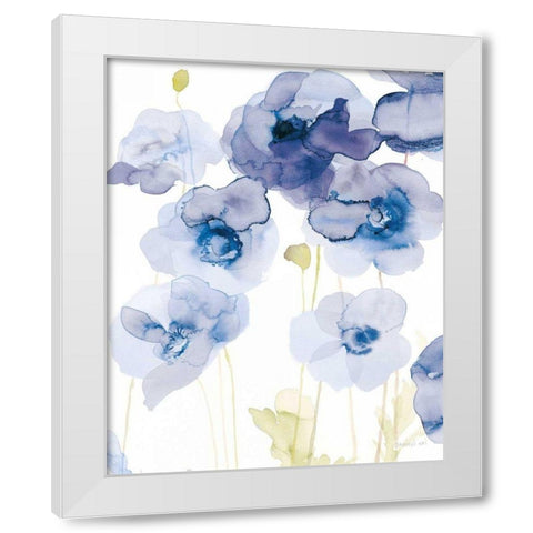 Delicate Poppies III Blue White Modern Wood Framed Art Print by Nai, Danhui