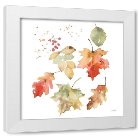 Falling Leaves II White Modern Wood Framed Art Print by Pete, Katrina