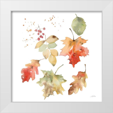 Falling Leaves II White Modern Wood Framed Art Print by Pete, Katrina