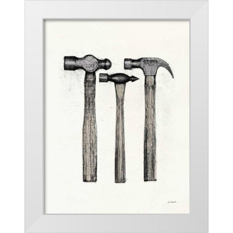 Hammers with Color Crop White Modern Wood Framed Art Print by Schick, Mike