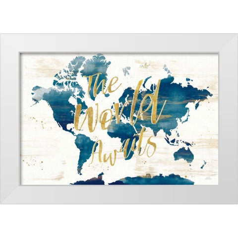 Desert Blooms Abstact Map The World White Modern Wood Framed Art Print by Marshall, Laura