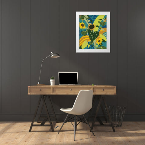 Sunflowers White Modern Wood Framed Art Print by Gallagher, Megan