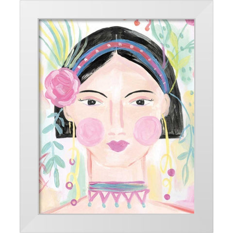 Boho Lady V White Modern Wood Framed Art Print by Zaman, Farida
