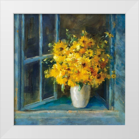 Sunny Windowsill White Modern Wood Framed Art Print by Nai, Danhui