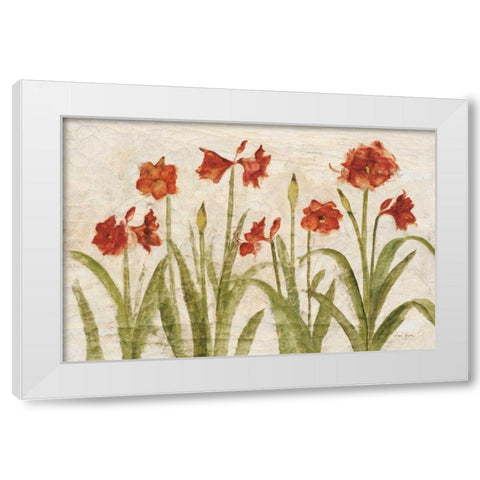 Row of Red Amaryllis Light White Modern Wood Framed Art Print by Blum, Cheri