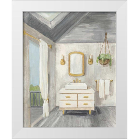 Attic Bathroom I Gray Wood White Modern Wood Framed Art Print by Vassileva, Silvia