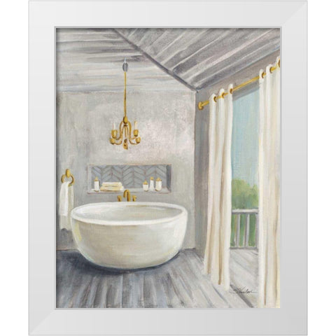 Attic Bathroom II Gray Wood White Modern Wood Framed Art Print by Vassileva, Silvia
