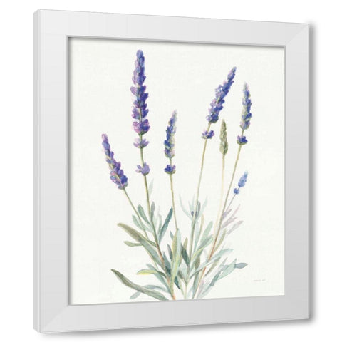 Floursack Lavender I on Linen White Modern Wood Framed Art Print by Nai, Danhui