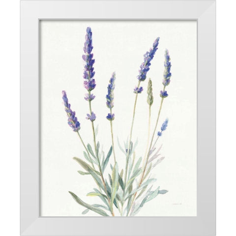 Floursack Lavender I on Linen White Modern Wood Framed Art Print by Nai, Danhui