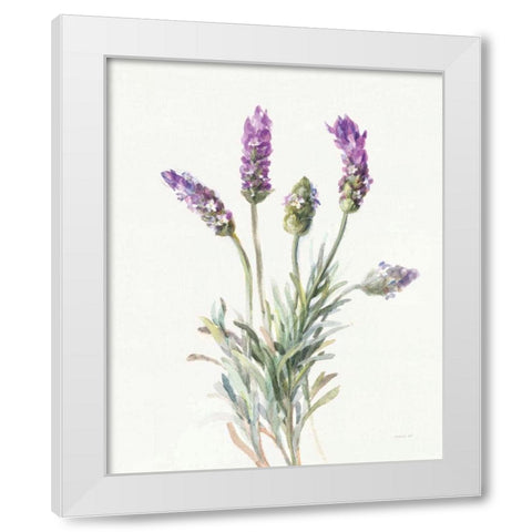 Floursack Lavender II on Linen White Modern Wood Framed Art Print by Nai, Danhui