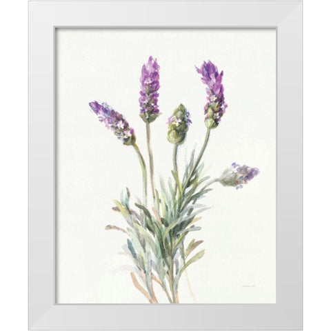 Floursack Lavender II on Linen White Modern Wood Framed Art Print by Nai, Danhui