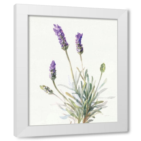 Floursack Lavender III on Linen White Modern Wood Framed Art Print by Nai, Danhui