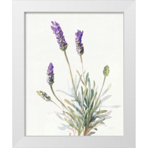 Floursack Lavender III on Linen White Modern Wood Framed Art Print by Nai, Danhui