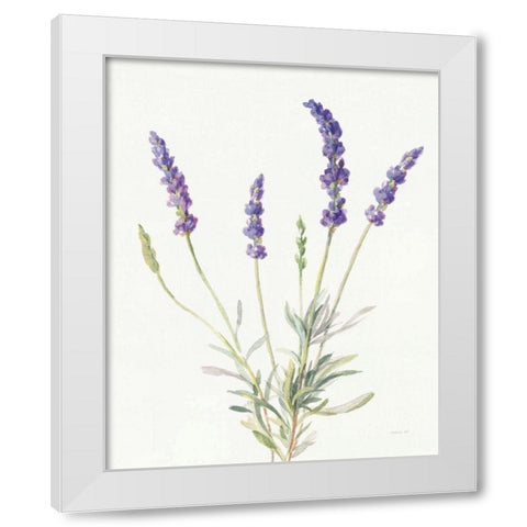 Floursack Lavender IV on Linen White Modern Wood Framed Art Print by Nai, Danhui