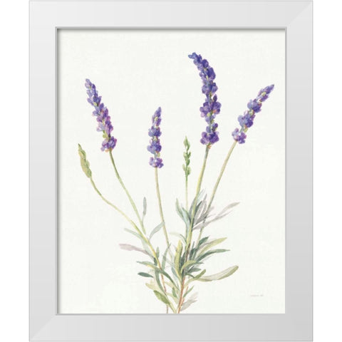 Floursack Lavender IV on Linen White Modern Wood Framed Art Print by Nai, Danhui