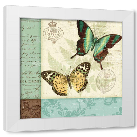 Butterfly Patchwork I White Modern Wood Framed Art Print by Pela Studio