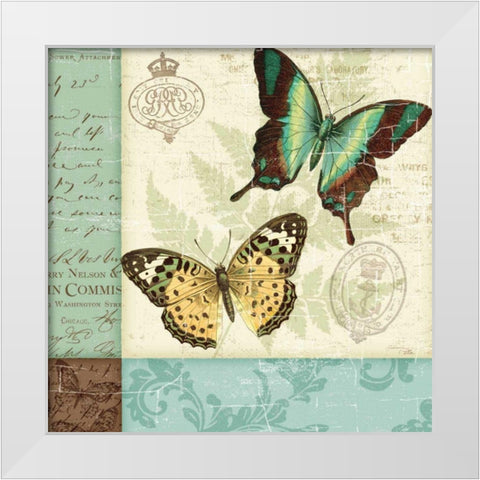 Butterfly Patchwork I White Modern Wood Framed Art Print by Pela Studio