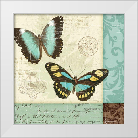 Butterfly Patchwork II White Modern Wood Framed Art Print by Pela Studio