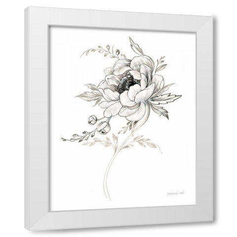 Sketchbook Garden VIII BW White Modern Wood Framed Art Print by Nai, Danhui