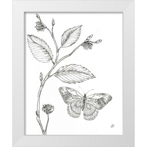 Outdoor Beauties Butterfly I White Modern Wood Framed Art Print by Brissonnet, Daphne