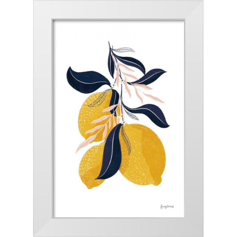Lemons I No Words White Modern Wood Framed Art Print by Thorns, Becky