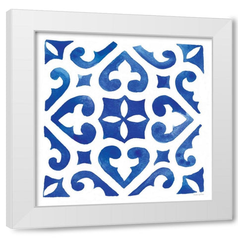 Andalusian Tile I White Modern Wood Framed Art Print by Charro, Mercedes Lopez