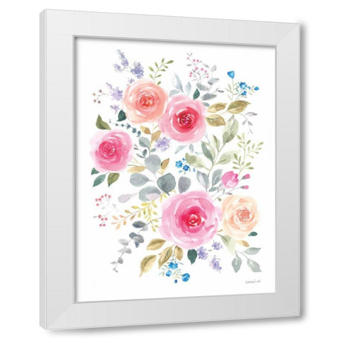 Lush Roses I White Modern Wood Framed Art Print by Nai, Danhui