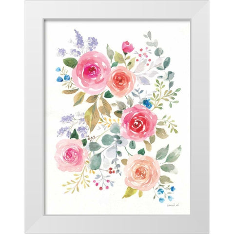 Lush Roses II White Modern Wood Framed Art Print by Nai, Danhui