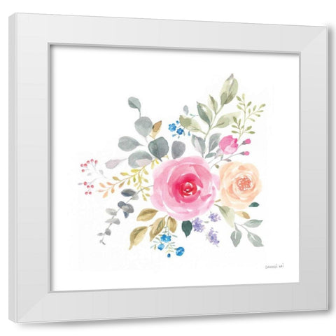 Lush Roses III White Modern Wood Framed Art Print by Nai, Danhui