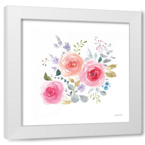 Lush Roses IV White Modern Wood Framed Art Print by Nai, Danhui