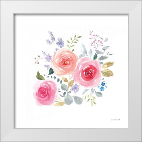 Lush Roses IV White Modern Wood Framed Art Print by Nai, Danhui