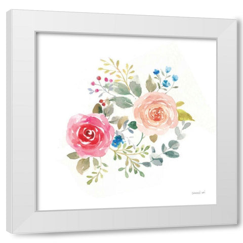 Lush Roses V White Modern Wood Framed Art Print by Nai, Danhui