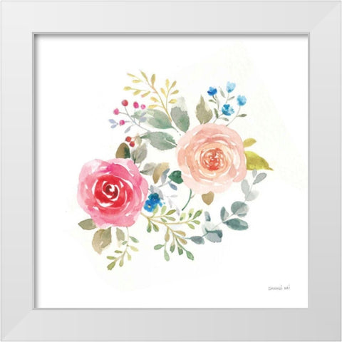 Lush Roses V White Modern Wood Framed Art Print by Nai, Danhui