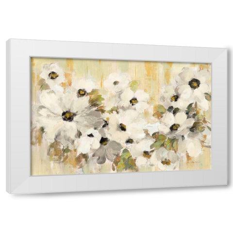 White and Green Bloom White Modern Wood Framed Art Print by Vassileva, Silvia