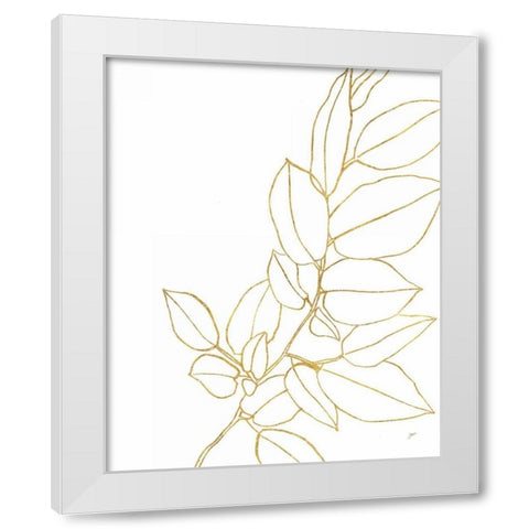 Gold Magnolia Branch II White Modern Wood Framed Art Print by Panganiban, Karyn