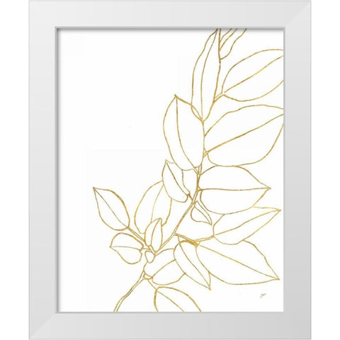 Gold Magnolia Branch II White Modern Wood Framed Art Print by Panganiban, Karyn
