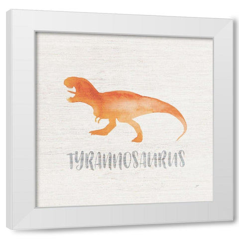 Tyrannosaurus Sq White Modern Wood Framed Art Print by Panganiban, Karyn