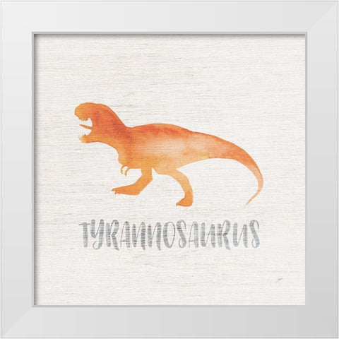 Tyrannosaurus Sq White Modern Wood Framed Art Print by Panganiban, Karyn