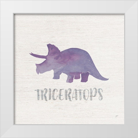 Triceratops Sq White Modern Wood Framed Art Print by Panganiban, Karyn