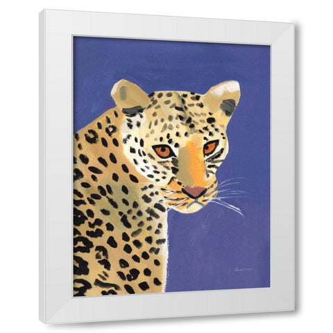 Colorful Cheetah White Modern Wood Framed Art Print by Munger, Pamela