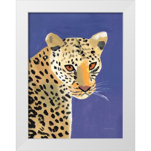 Colorful Cheetah White Modern Wood Framed Art Print by Munger, Pamela